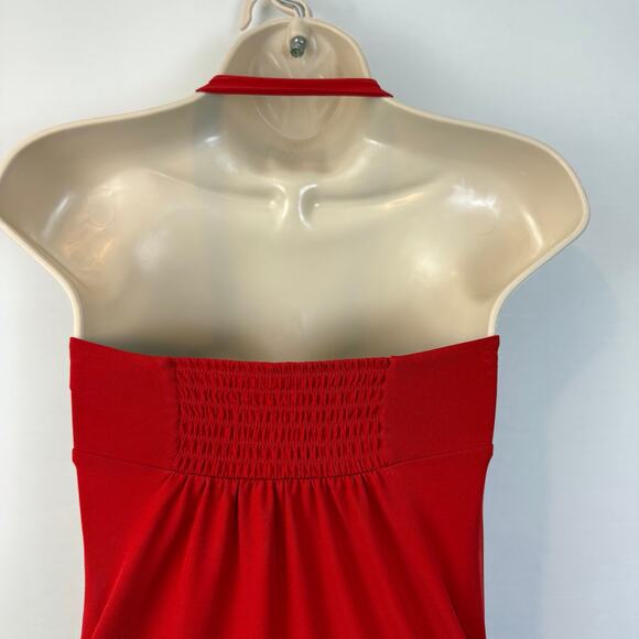 The Limited Pleated Front Chili Red Halter Top Flattering Loose Stretchy Fit - Picture 12 of 15